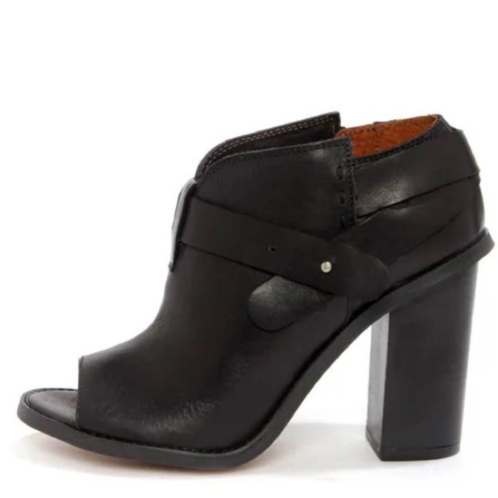 Anthropologie Sixtyseven Lillian 75345 Vachetta Black Peep Toe Ankle Booties 38